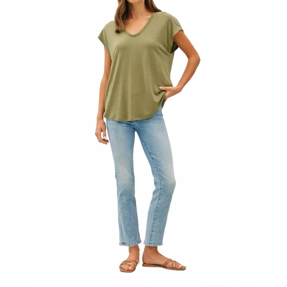 NEW BE COOL jordan raw edge linen tee in fern